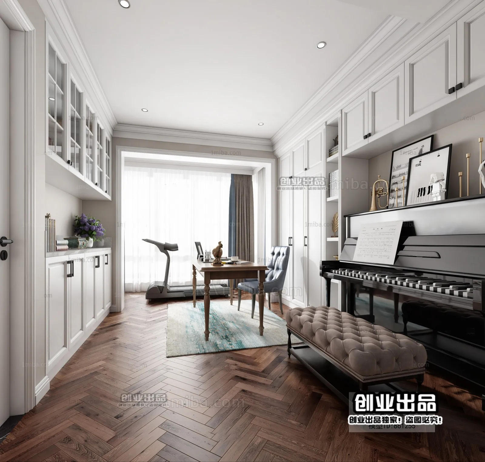 Study Space 3D Interior Scene – American Style – 010