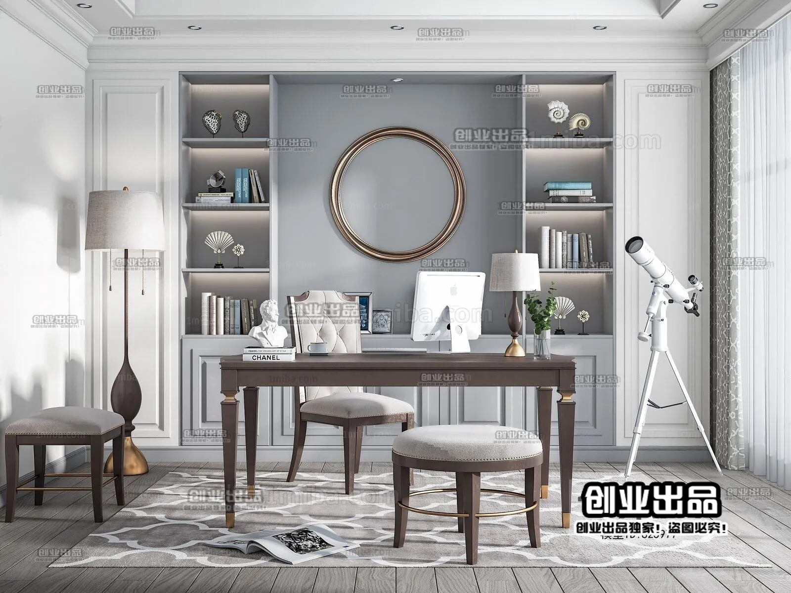 Study Space 3D Interior Scene – American Style – 011