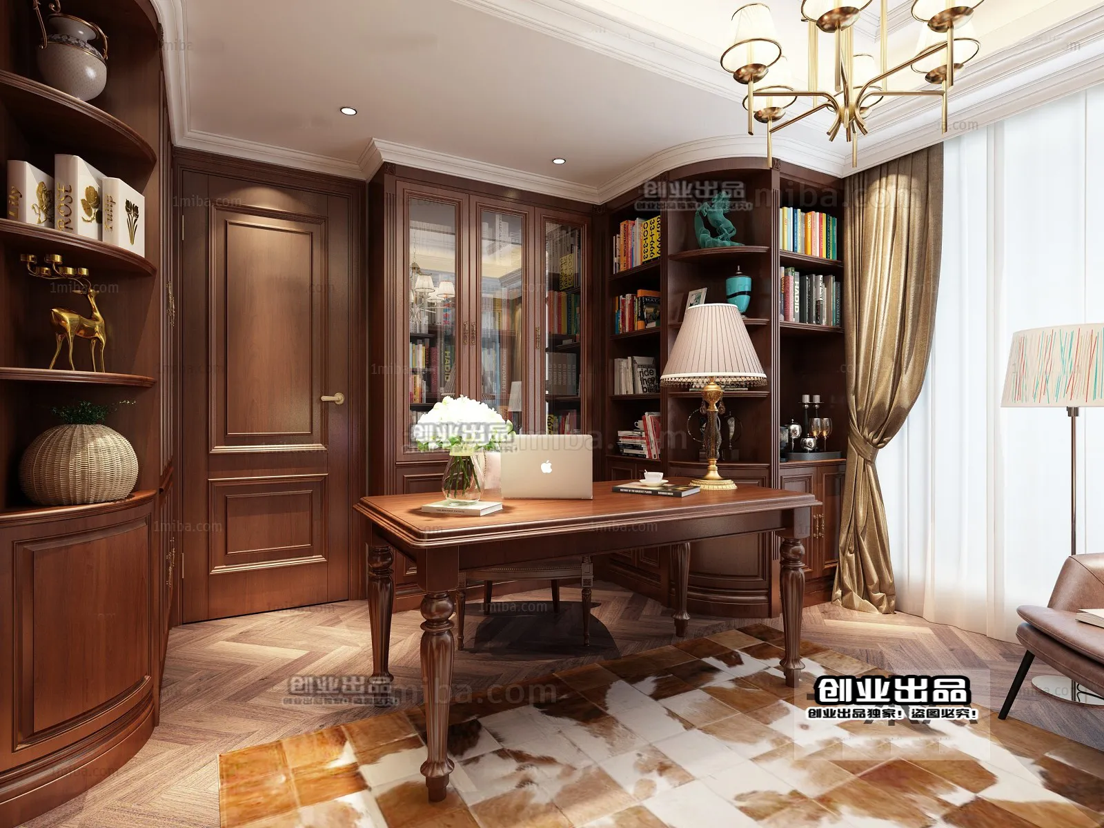 Study Space 3D Interior Scene – American Style – 015