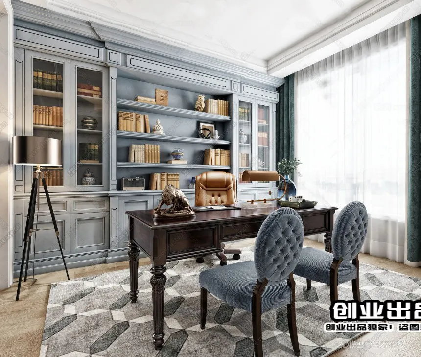 Study Space 3D Interior Scene – American Style – 016