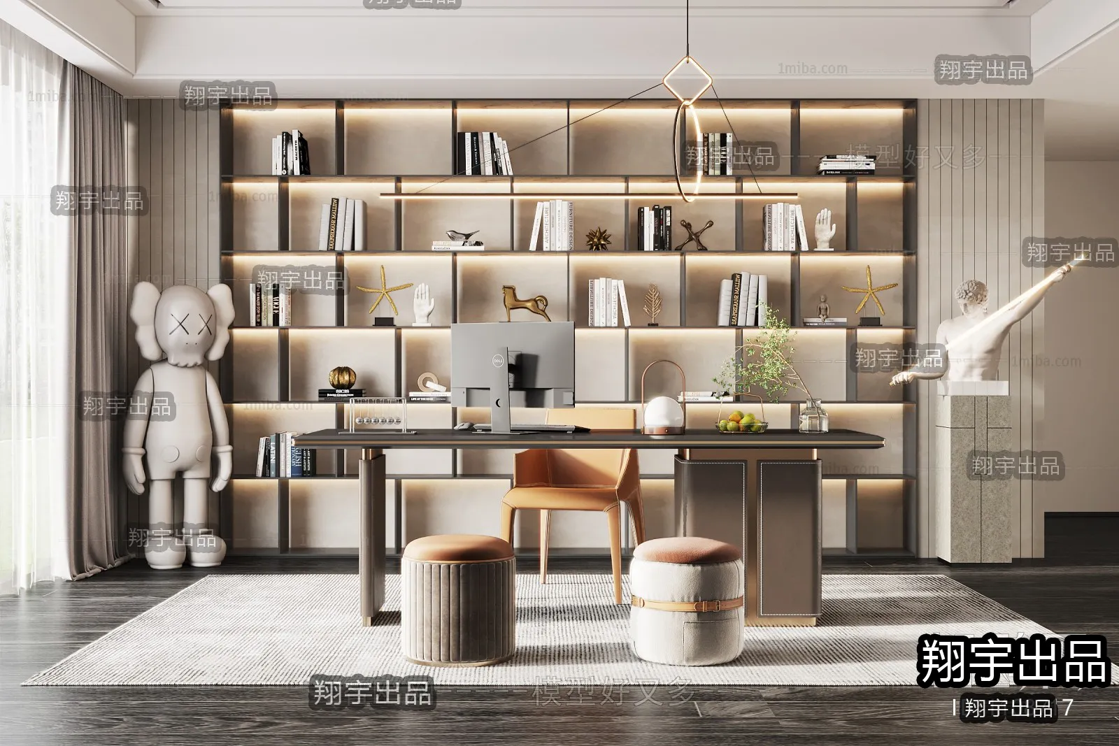 Study Space – Modern Style Interior 3D Scenes – 004