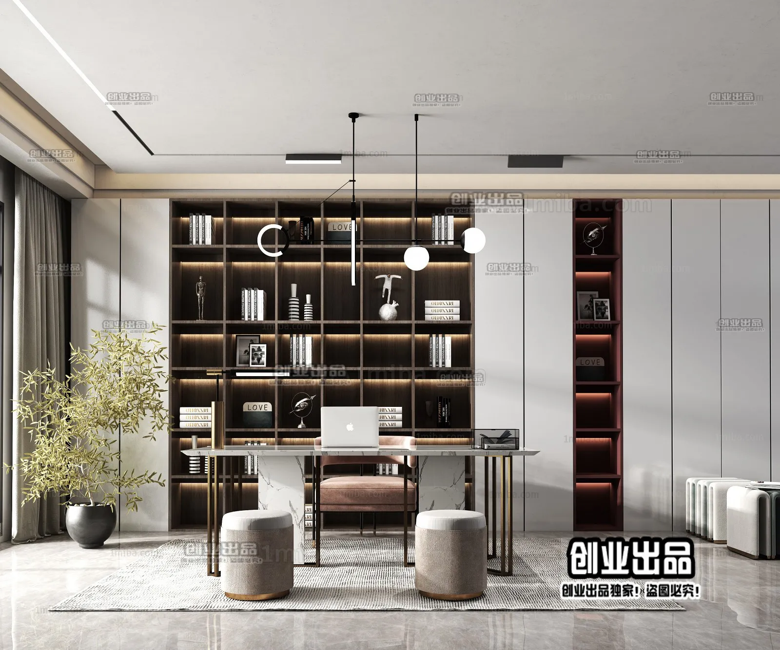 Study Space – Modern Style Interior 3D Scenes – 005