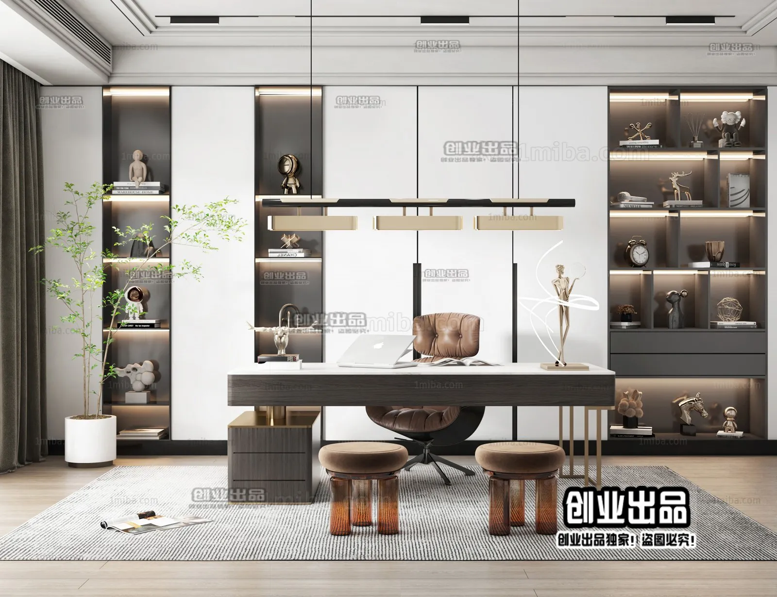 Study Space – Modern Style Interior 3D Scenes – 006