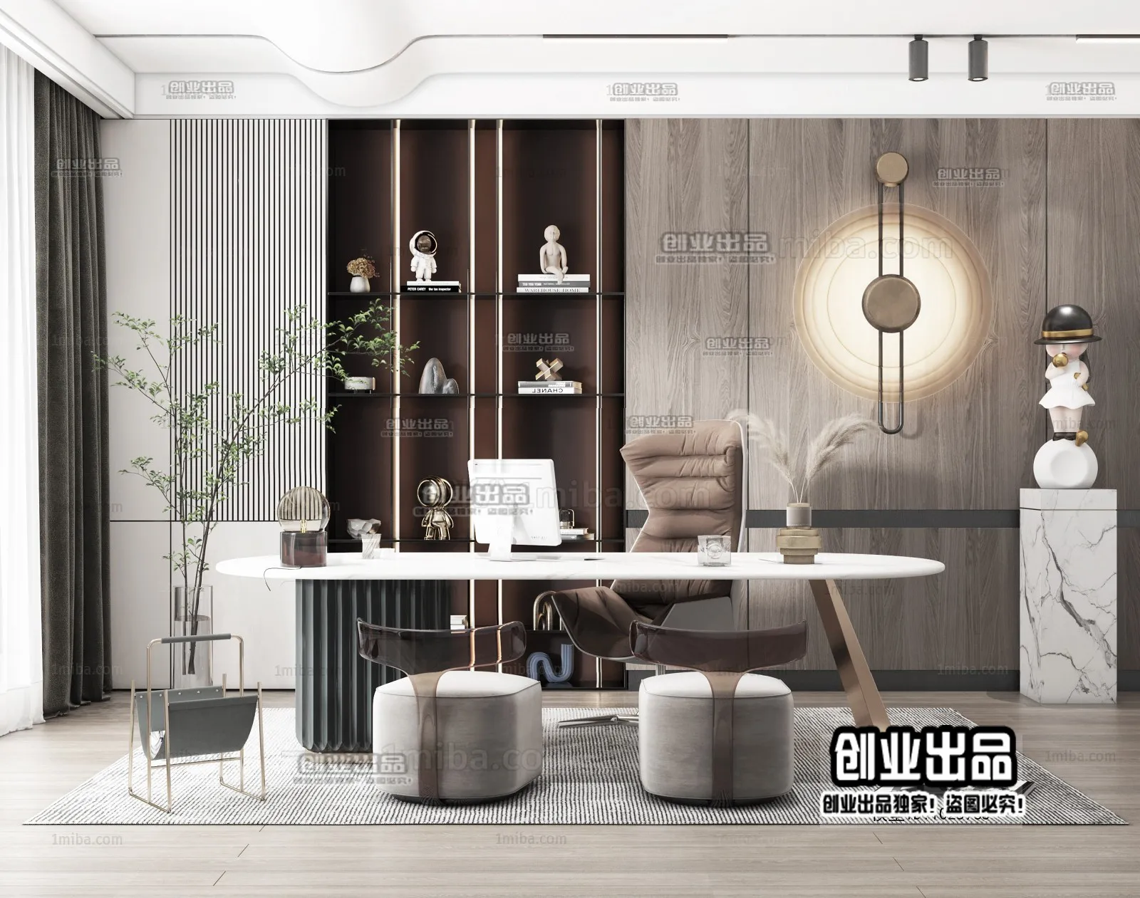 Study Space – Modern Style Interior 3D Scenes – 007