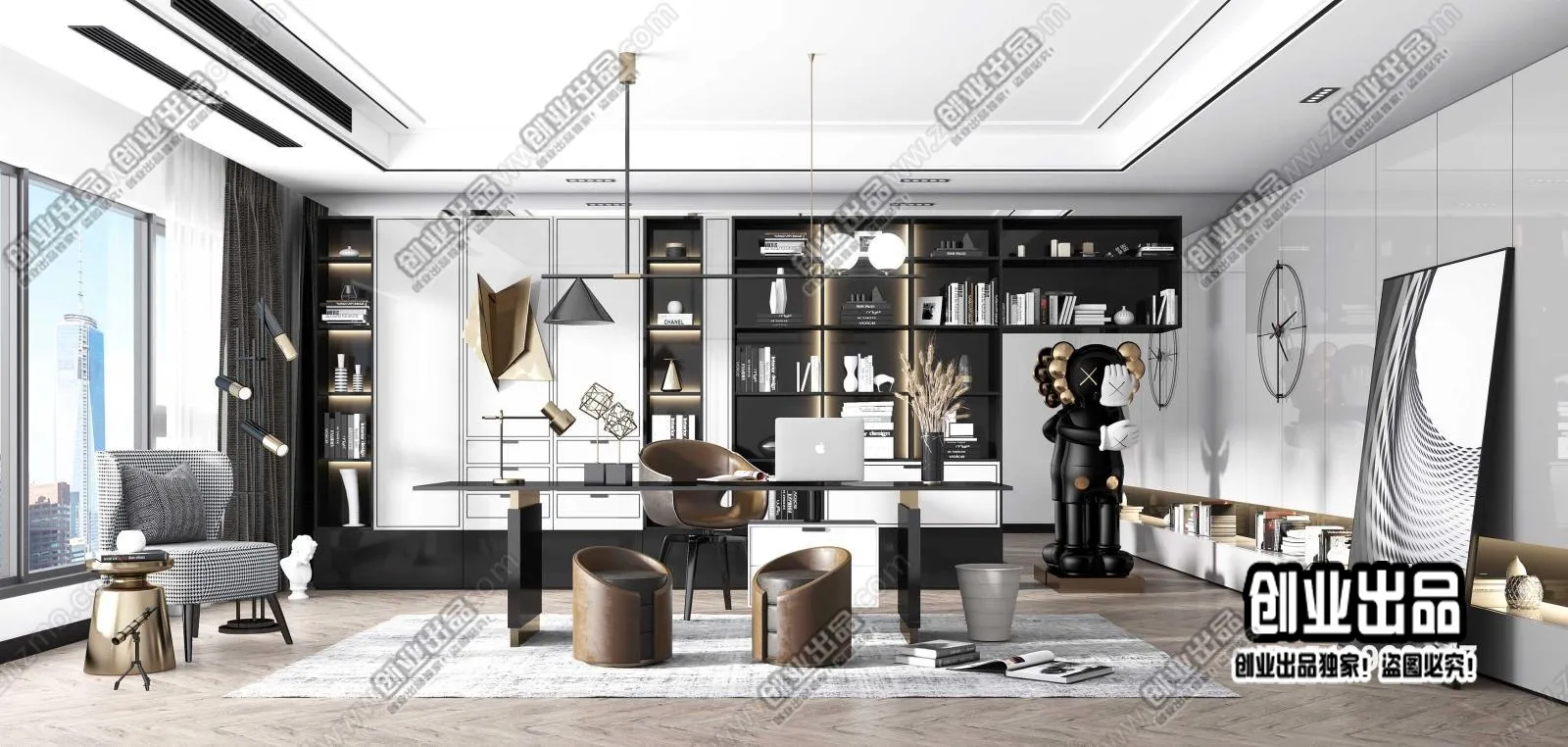 Study Space – Modern Style Interior 3D Scenes – 009