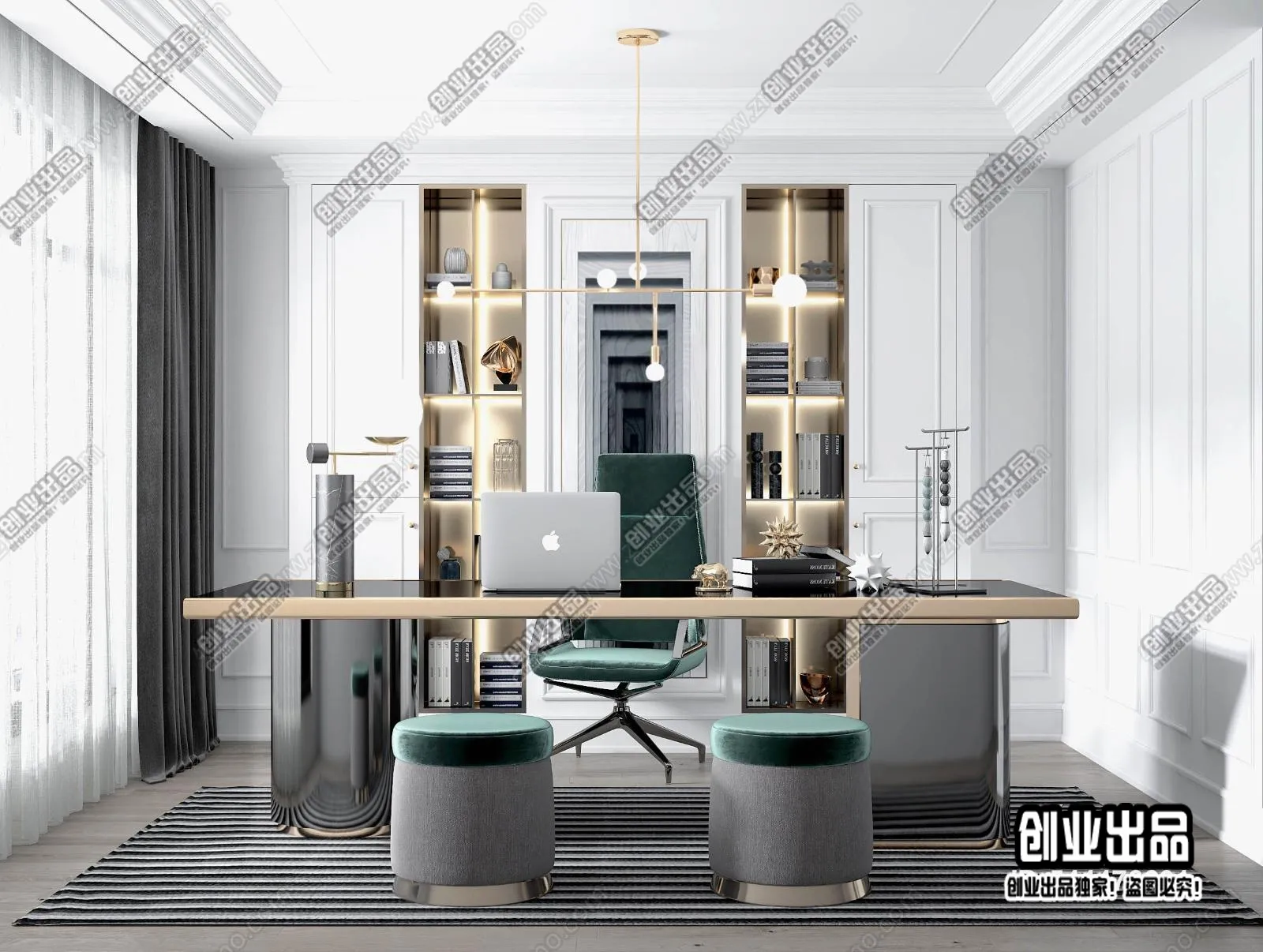 Study Space – Modern Style Interior 3D Scenes – 013