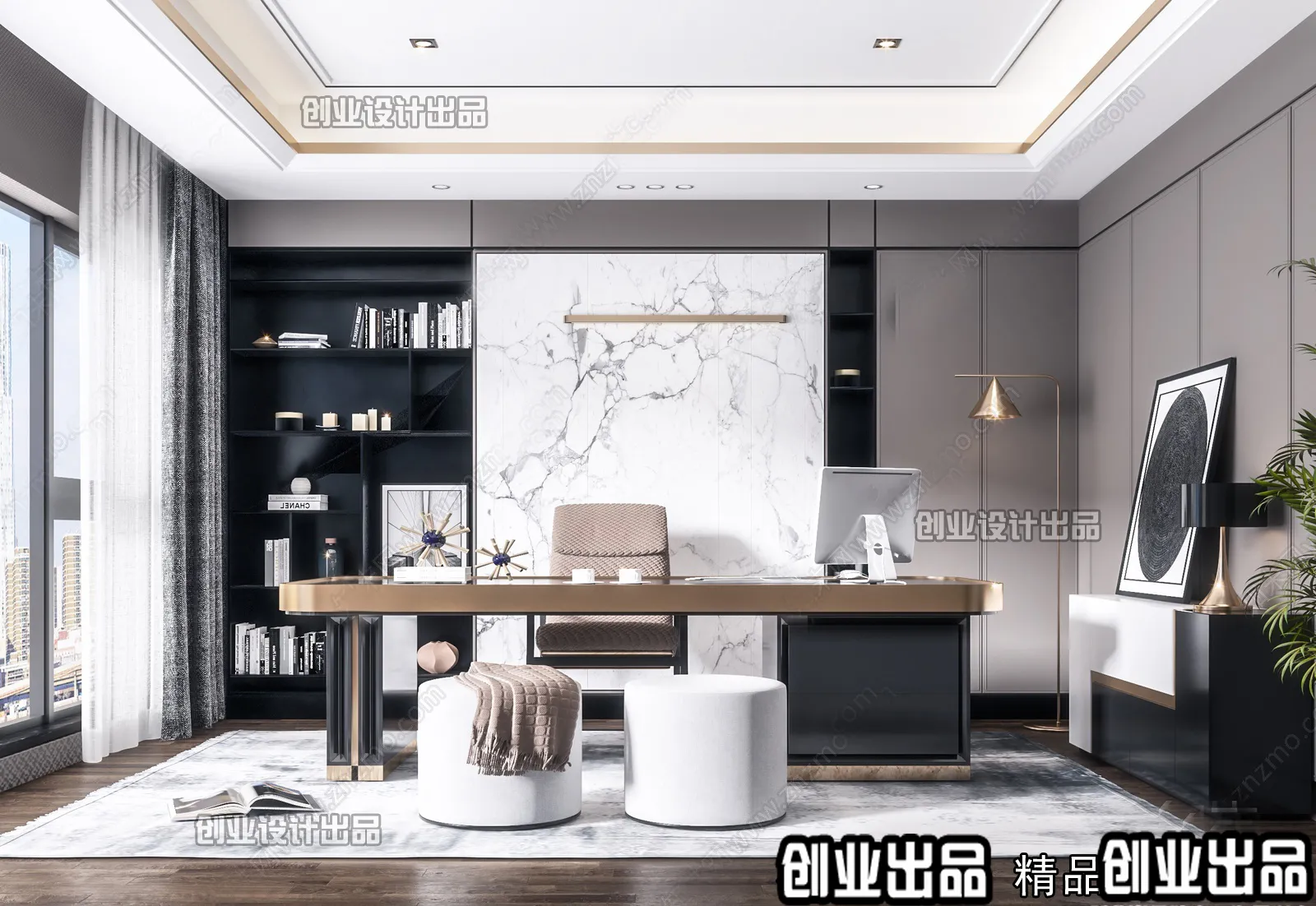 Study Space – Modern Style Interior 3D Scenes – 015