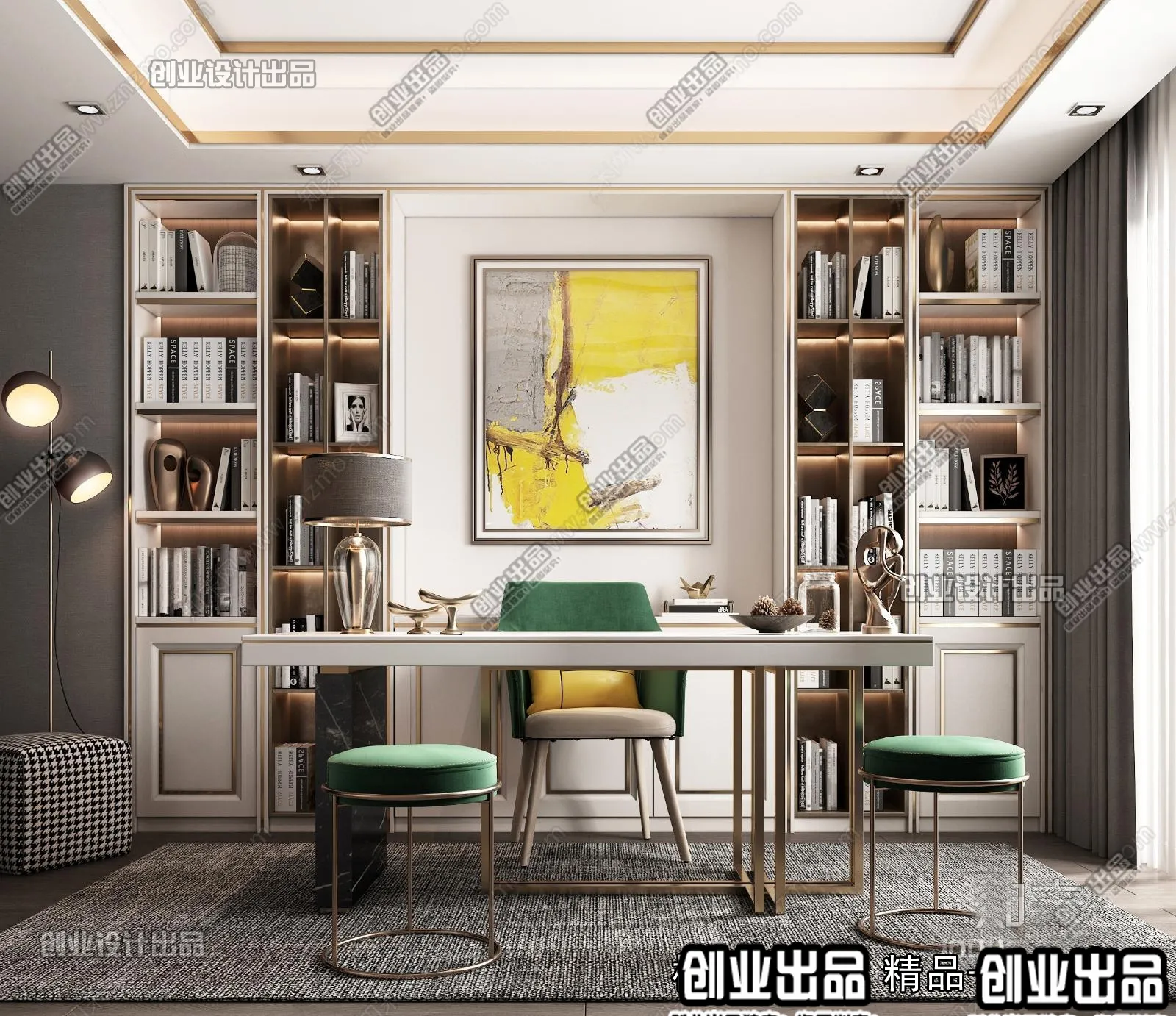 Study Space – Modern Style Interior 3D Scenes – 016