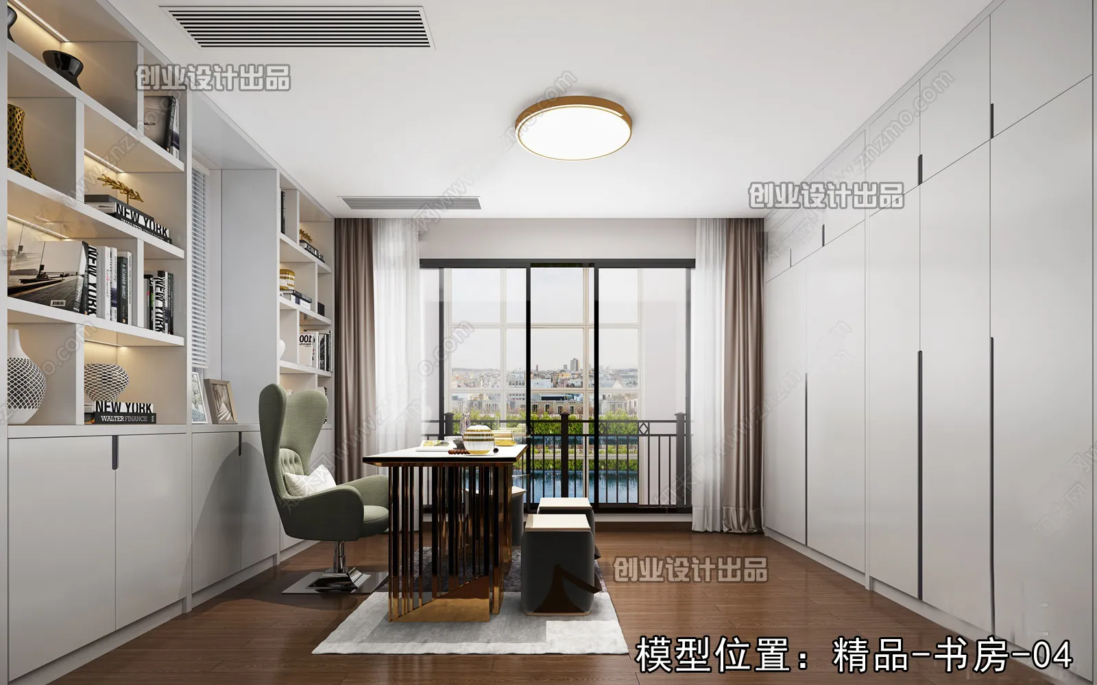 Study Space – Modern Style Interior 3D Scenes – 017