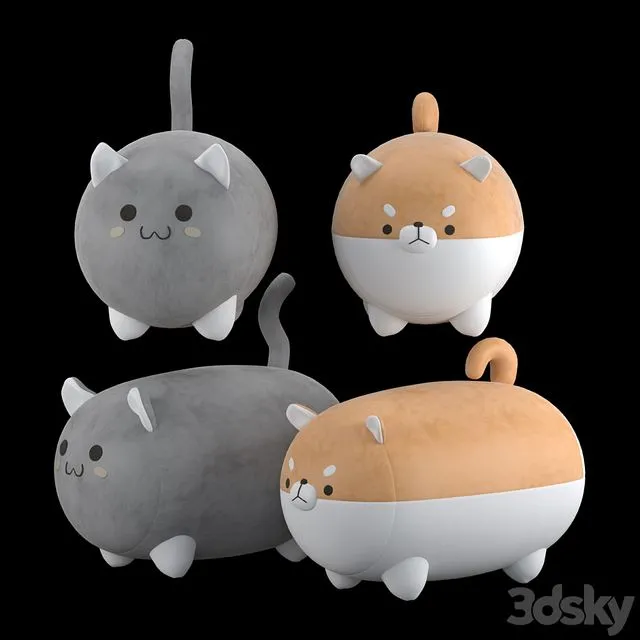 Stuffed toys cat and dog 3dsMax Model