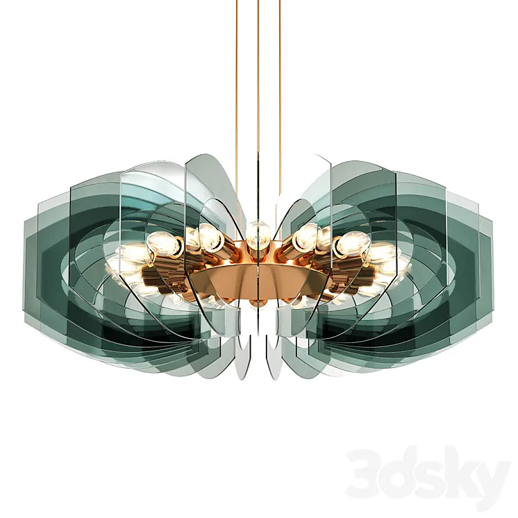 Stunning chandelier in colored class 3DS Max Model