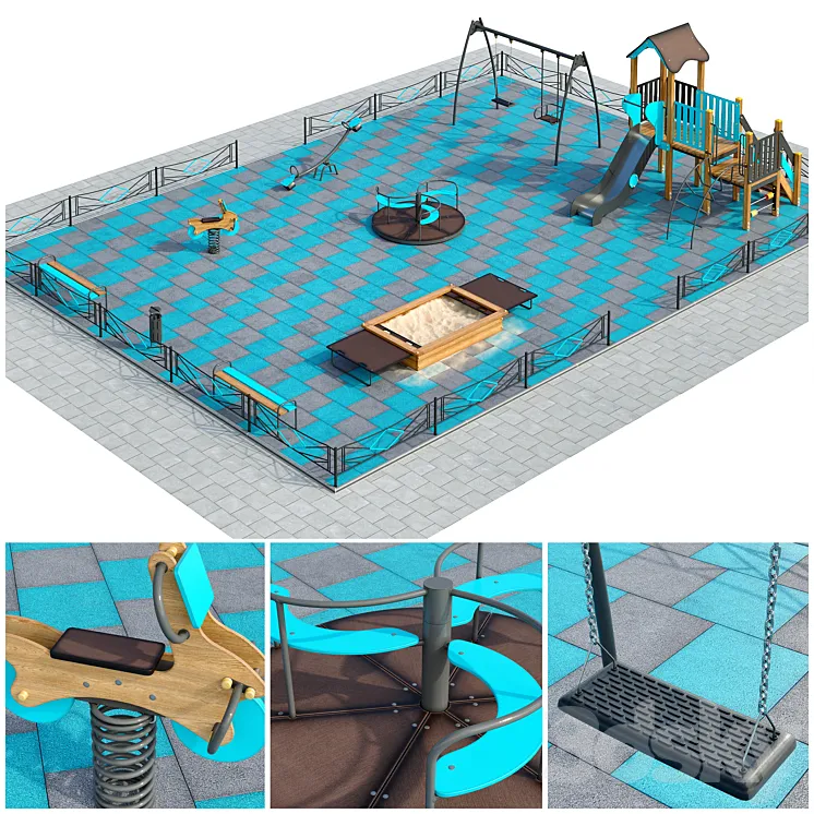 Stylish turquoise playground. Playground 3DS Max