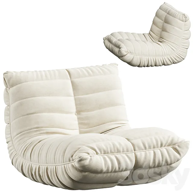 Suede Armless Bean Bag Chair & Lounger by Trule 3DS Max Model