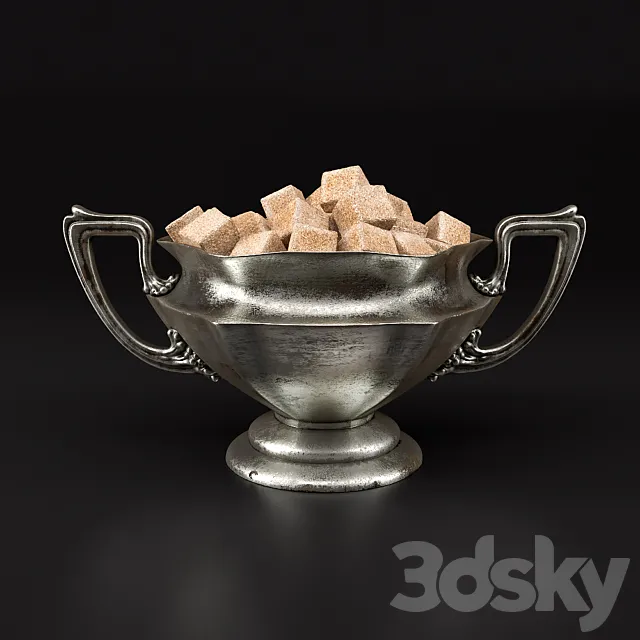 Sugar bowl with brown sugar 3ds Max