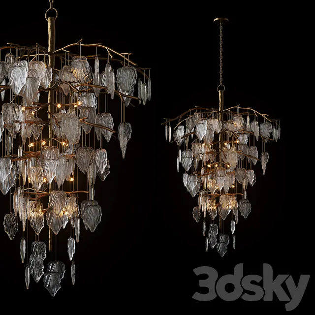 Sugar Leaf: Glass Leaf Twenty-Six-Light Chandelier 3ds Max