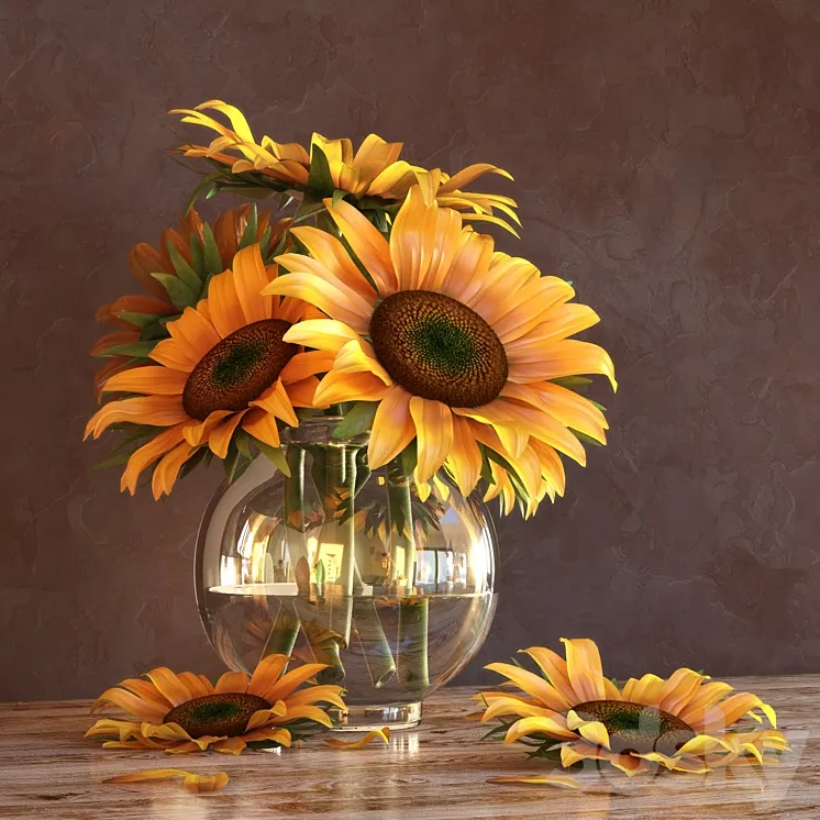 Sunflowers in a Vase 3DS Max