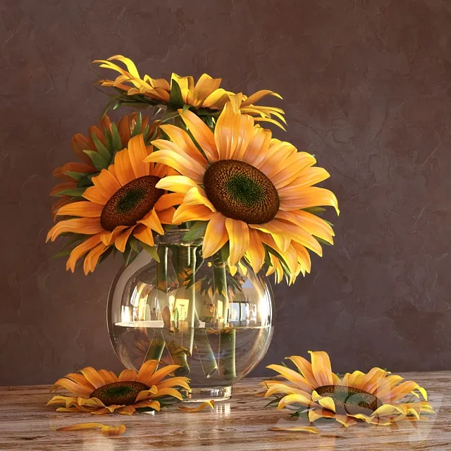 Sunflowers in a Vase 3DSMax File