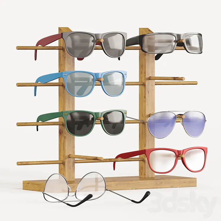Sunglasses stand with glasses 3DS Max