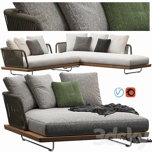 Sunray sofa Minotti outdoor 3ds Max