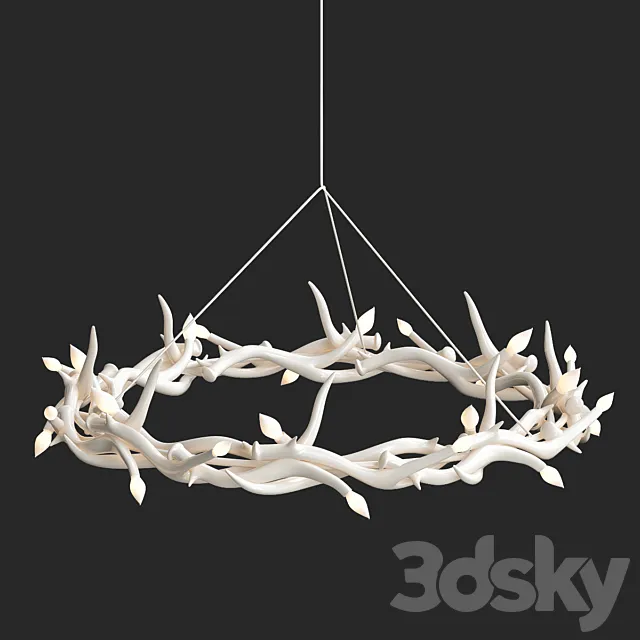 Superordinate Antlers chandelier 27 antlers ring white von Roll & Hill 3DS Max Model