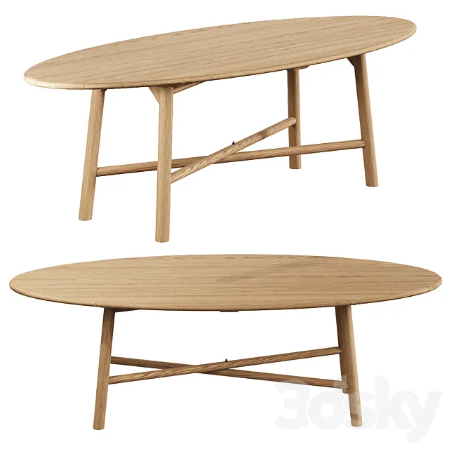 Surfboard Oak Oval Dining Table 3ds Max