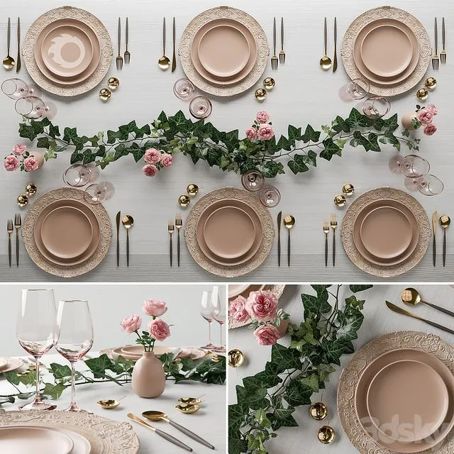 Surgeon wedding set (dishes by Casa de Perrin) 3dsMax Model