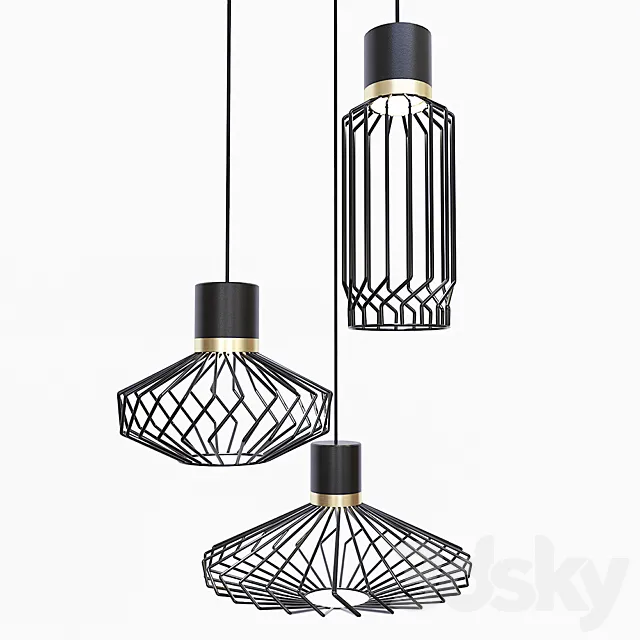 Suspended chandeliers Nowodvorski PICO I PICO III 3DS Max Model