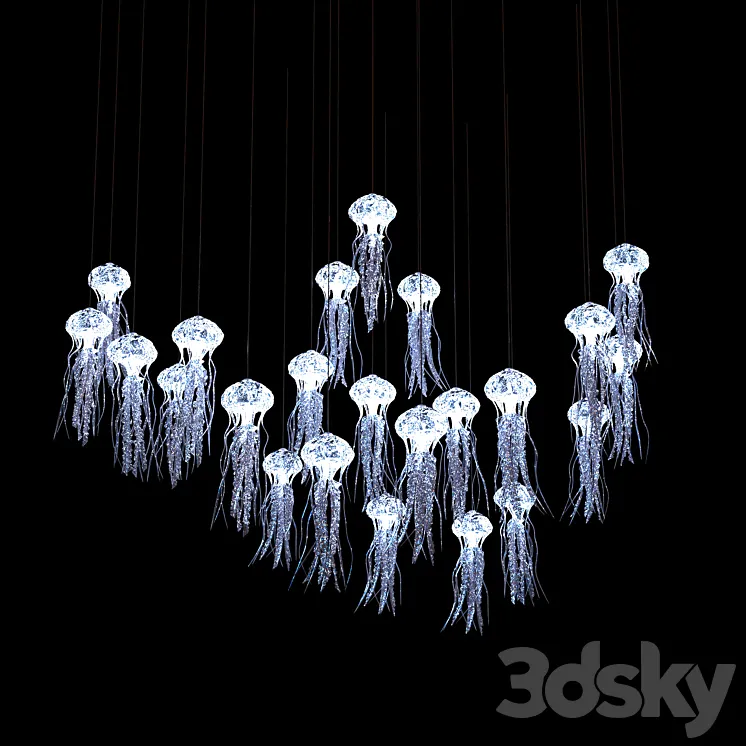 Suspended light composition Jellyfish 3DS Max