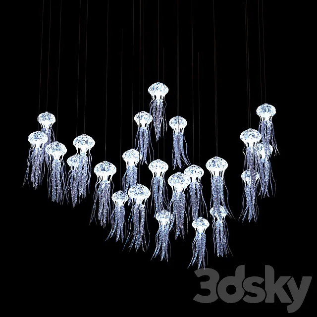 Suspended light composition Jellyfish 3DSMax File