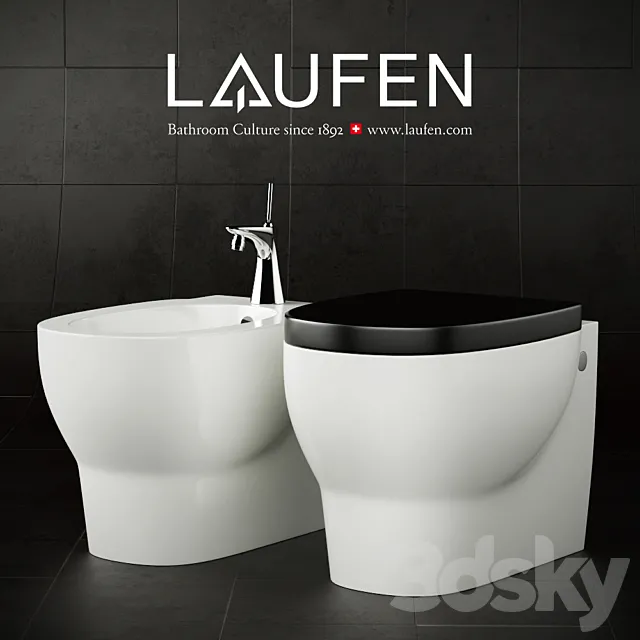 Suspended toilet and bidet Laufen Mimo 3ds Max