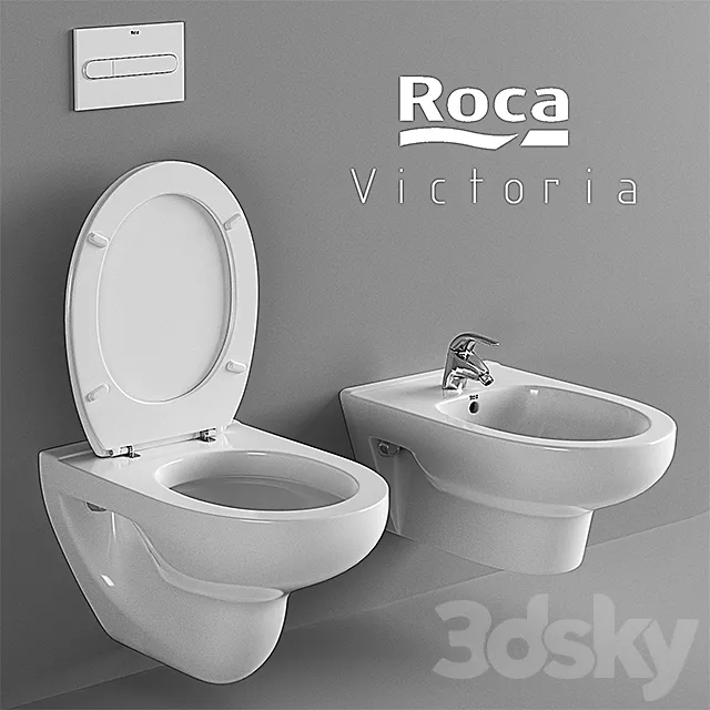 Suspended toilet and bidet Roca Victoria 3DSMax File