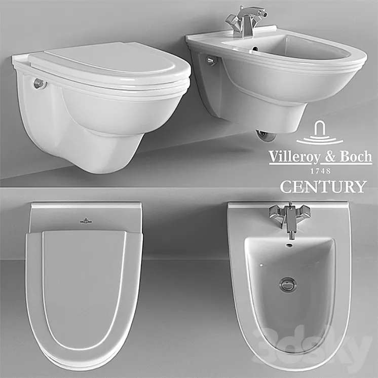 Suspended toilet and bidet Villeroy Boch Century 3DS Max