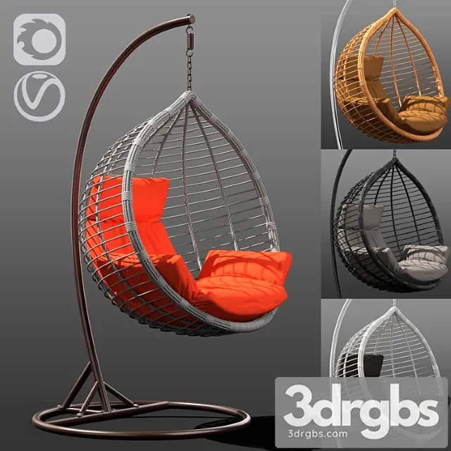 Suspended Wicker Chair Rocking Acapulco in 4 Colors 3dsmax Download