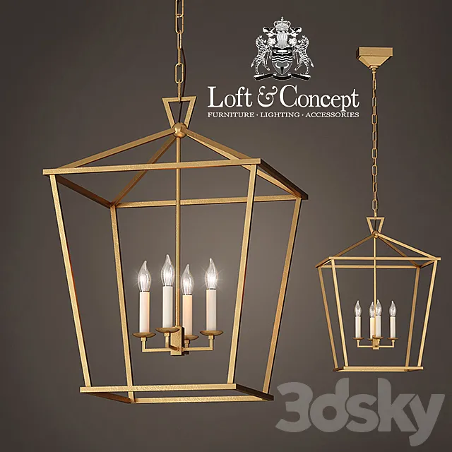 Suspension lamp 19th C. English Openwork Square Pendant Bronze 3ds Max