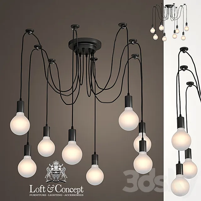 Suspension light Spider Web Pendant 8 Black 3ds Max