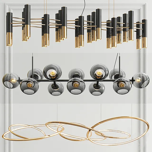 Suspension Linear Chandelier – 3 type 3ds Max