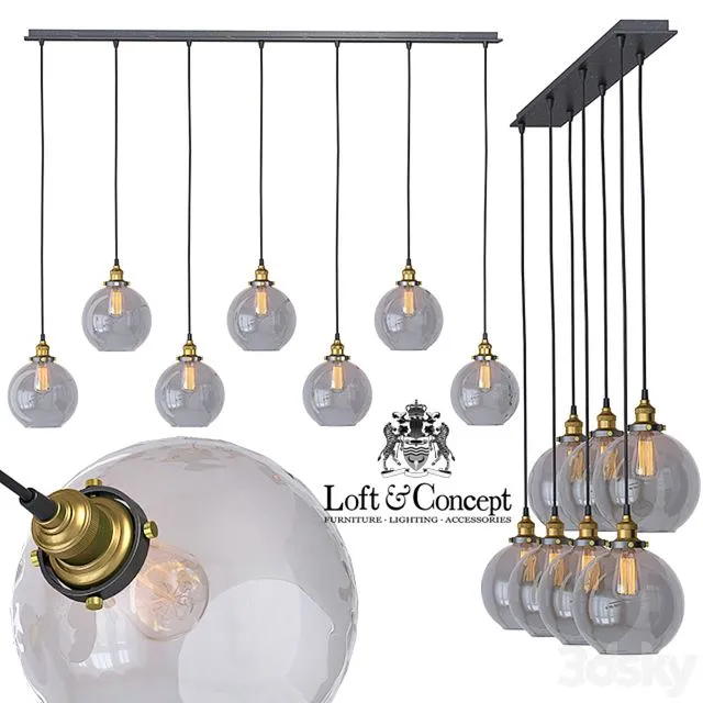 Suspension Loft Clear Glass Sphere Cloche 7 3dsMax Model