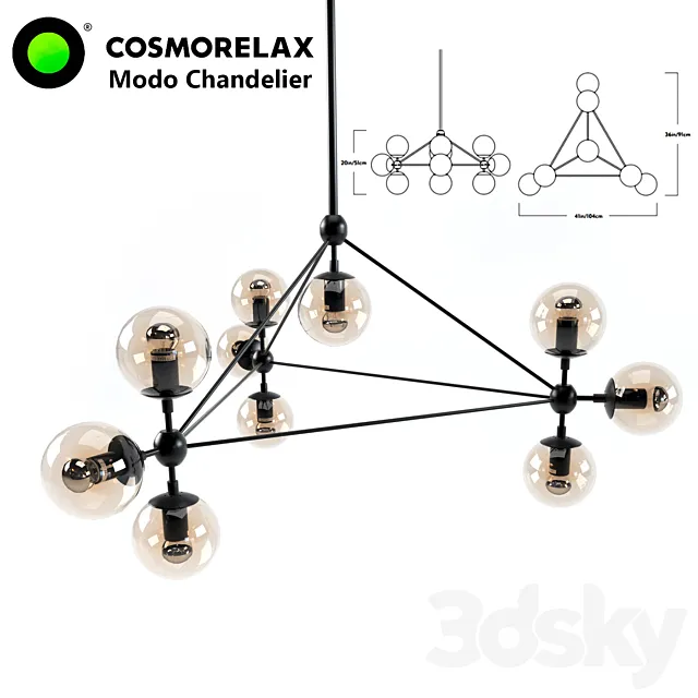 Suspension Modo Chandelier – Cosmorelax Pendant lamp Modo Chandelier 3DSMax File