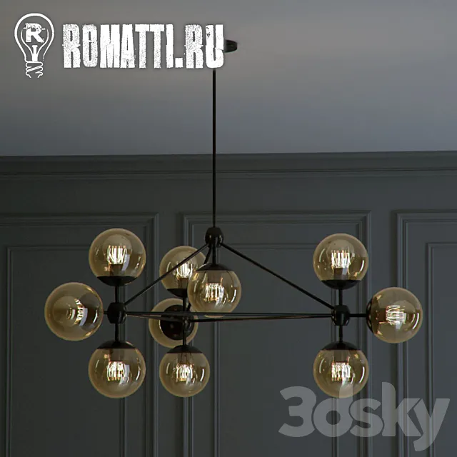 Suspension ROMATTI ROLL and HILL Modo Chandelier By Jason Miller 10 3DS Max Model