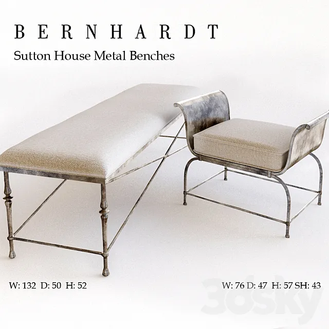 Sutton House Metal Bench 3ds Max