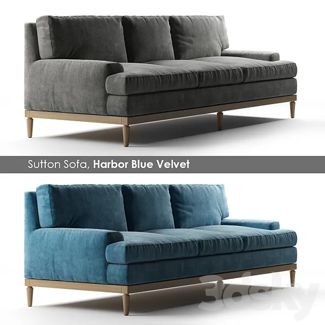 Sutton Sofa. Harbor Blue Velvet 3DSMax File