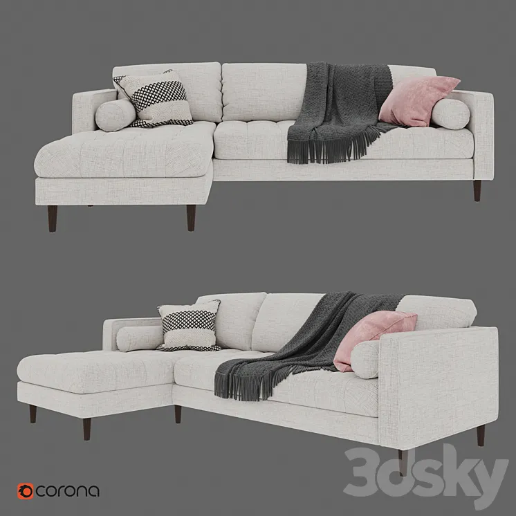 SVEN Birch Ivory Sectional Sofa 3DS Max