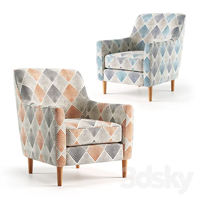 Sven Sunset _ Denim Accent Chair 3DS Max Model