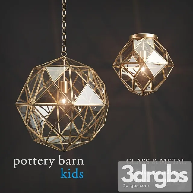 Svietil Niki Pottery Barn Kids Glass Metal Cage Pendant Flushmount 3dsmax Download