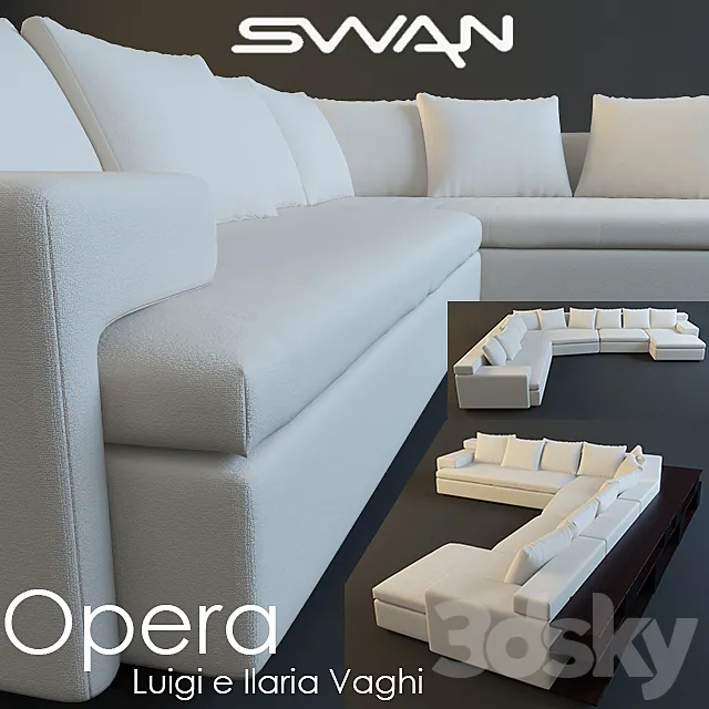SWAN Opera  sofa with shelf 3DSMax File
