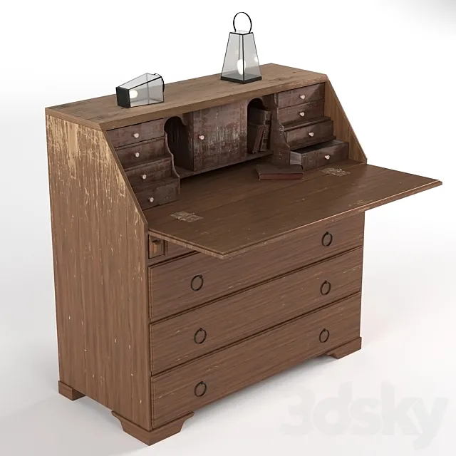 Swedish Painted Bureau 3ds Max