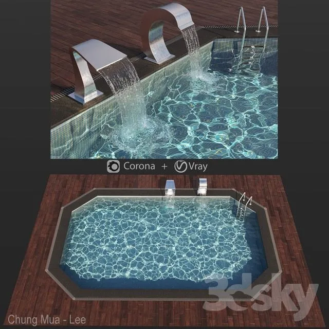 Swimming pool waterfall 3dsMax Model