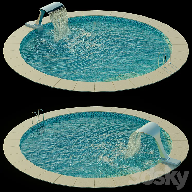 Swimming pool with waterfall 3DS Max