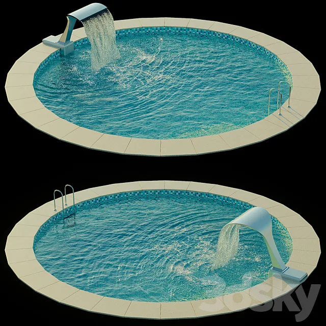 Swimming pool with waterfall 3DSMax File