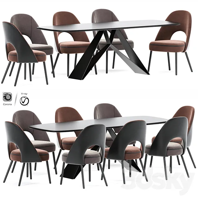 Swind Dining Chair Table Set 3DSMax File